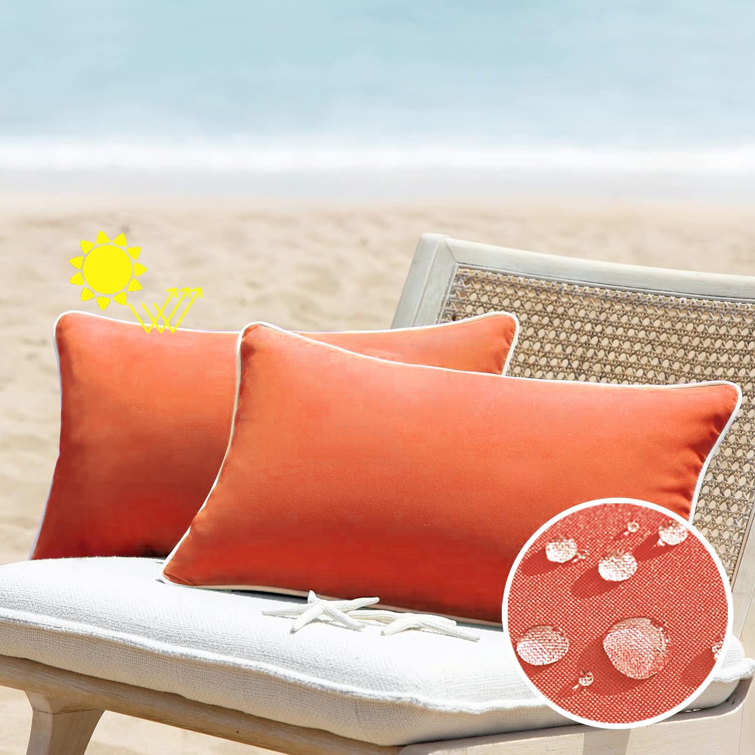 All Smiles Burnt Orange 12X20 Set Of 2 Outdoor Waterproof Lumbar Pillowcase Throw Pillow Covers Decorative Outside Patio Furnitu